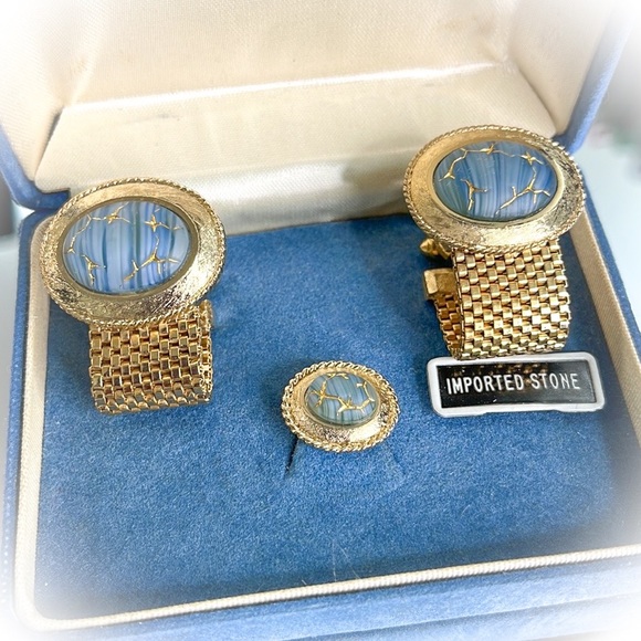 💕Check out this incredible set of Mesh Cufflinks & Tie Tack💕 - Picture 4 of 5